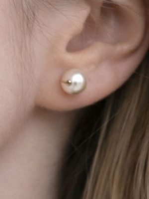 Brinco Pérola em Aço Inoxidável Dourado